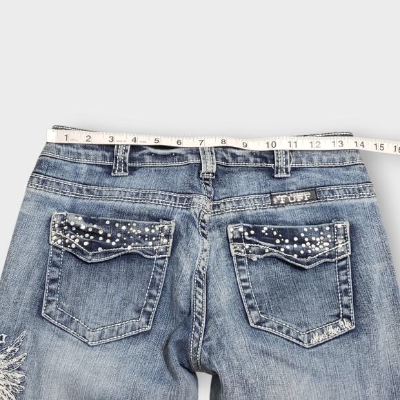Cowgirl Tuff Jeans Wing & A Prayer Rhinestone Bootcut Low-Rise Y2K Sz 26x33 - Picture 12 of 15